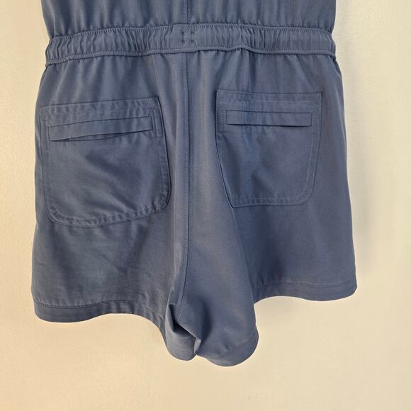 Athleta Girl On The Go Romper Swept Away Blue Snap Close Pockets Large 12 - Picture 8 of 11